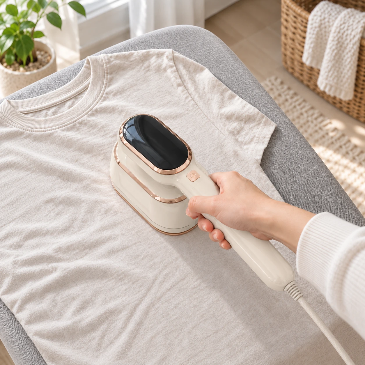 LISSAX beige en uso sobre una camiseta